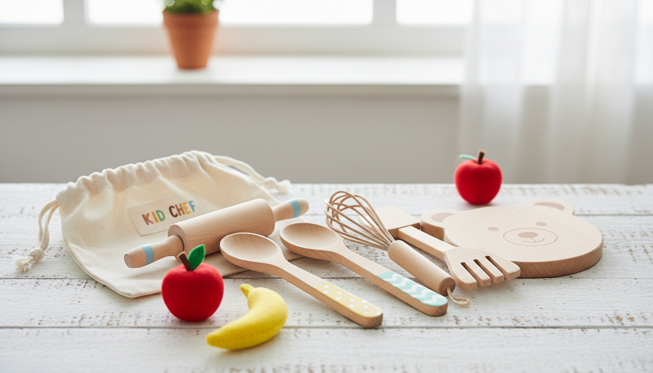 Wooden Kitchen Utensil Set For Kids